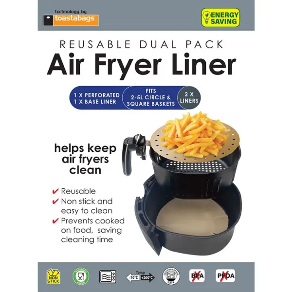 Toastabags Reusable Air Fryer Liner Dual Pack 2pk