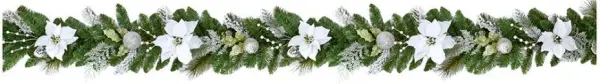 Premier 1.8m White Poinsettia Decorative Garland