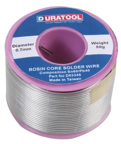 DURATOOL Fil à souder 60/40, 0.7mm, 50g, âme de résine
