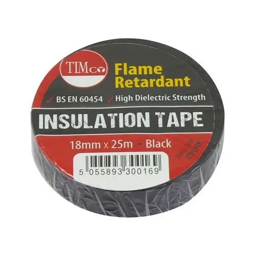 Timco PVC Insulation Tape, Black, 25m x 18mm, 10 Pack