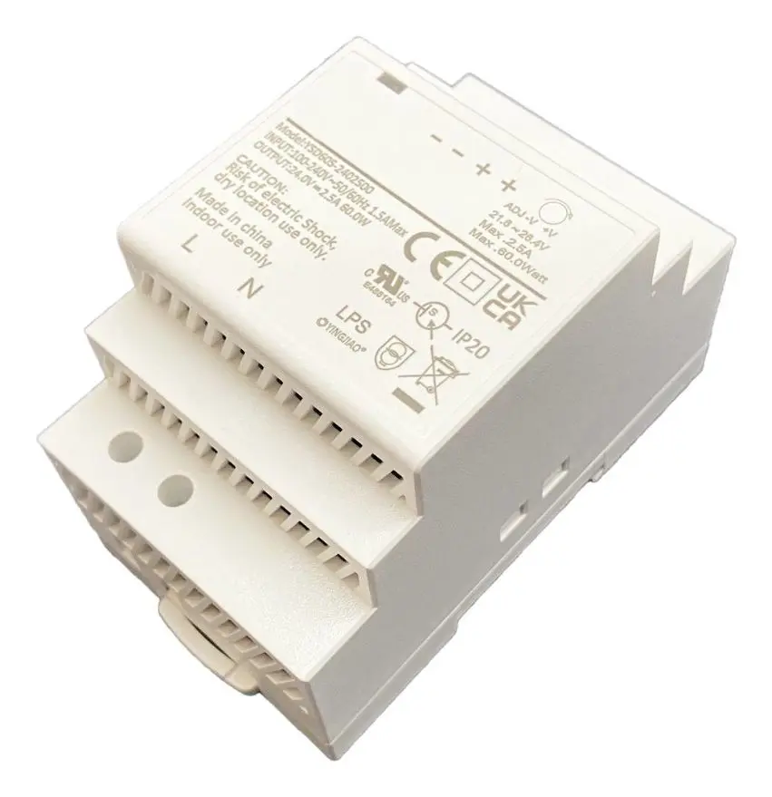 IDEAL POWER 54W AC/DC DIN Rail Power Supply, 12V 4.5A