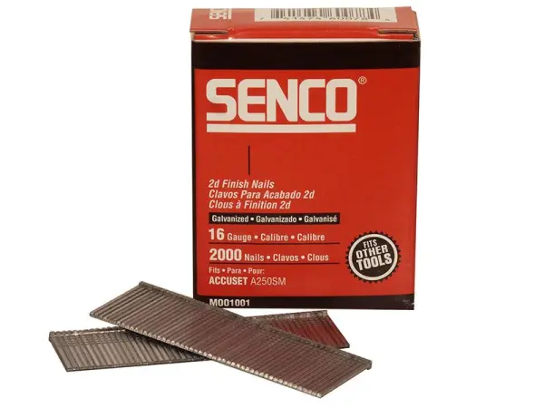 Senco Straight Brad Nails 16G x 50mm, Galvanised (2000 Pack)