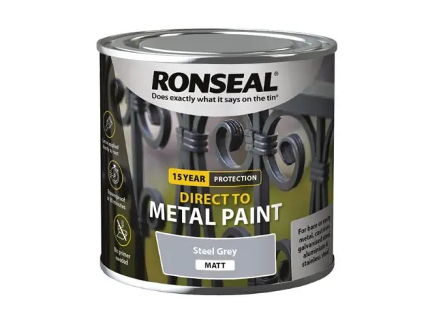 Ronseal Tinta para Metal Direta – Cinza Aço Mate 250ml