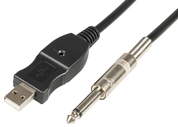 6.3mm Mono Jack to USB Type A Analogue to Digital Converter Lead, 3m