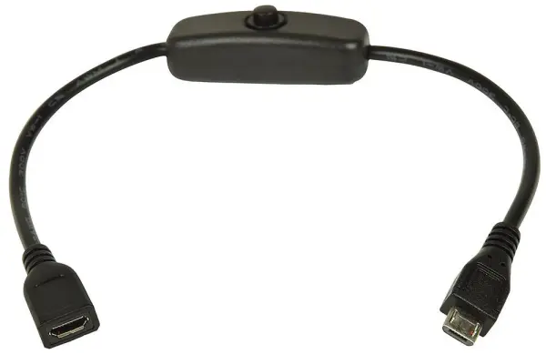 AV LINK כבל הרחבה מיקרו USB זכר לנקבה עם מתג כיבוי, 0.25 מטר שחור