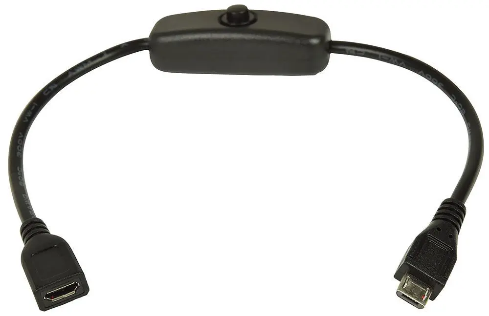 AV LINK כבל הרחבה מיקרו USB זכר לנקבה עם מתג כיבוי, 0.25 מטר שחור