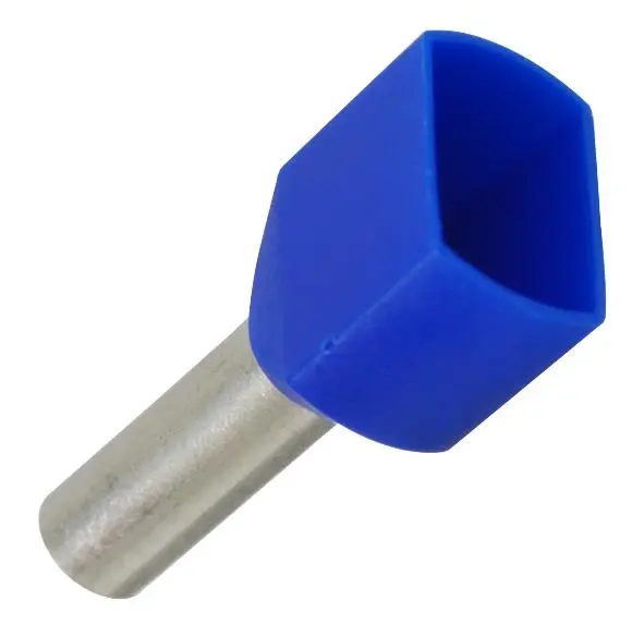 JST Twin Entry Wire Ferrules, Blue, 14 AWG, 2.5mm², 10mm, 100 Pack