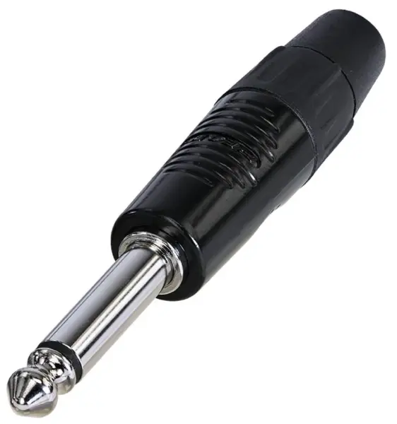 REAN 6.35mm (1/4″) Mono Jack Plug, Black, Tin Plated Contacts