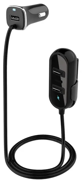 STREETWIZE Front & Back Seat USB Extension Cable 3x USB-A 1x USB-C 12V 2.5m