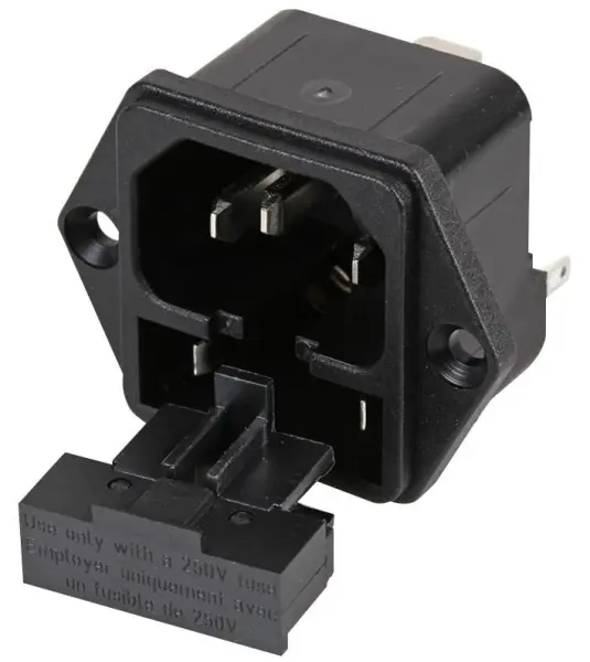 SCHURTER C14 Inlet, 1062 Series, 10A 250V, Fused, 6.3mm Tab