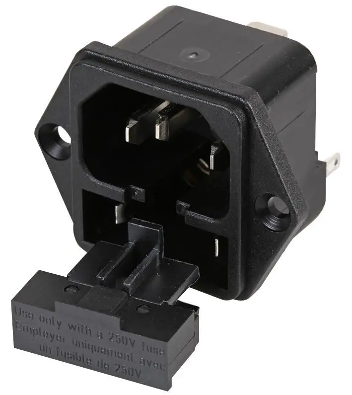 SCHURTER Entrada C14, Serie 1062, 10A 250V, con Fusibles, Pestaña 6.3mm