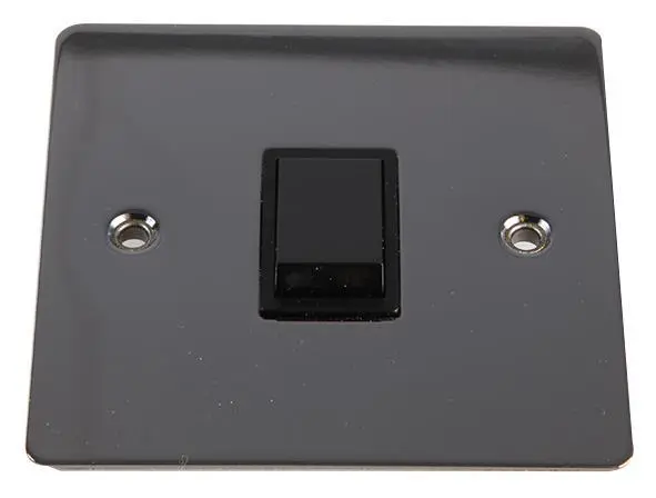 VOLEX Flat Plate Light Switch, Black Nickel, 1 Gang 2 Way, 10A