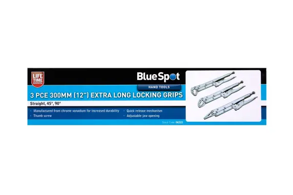Blue Spot Tools 300mm Extra Long Locking Grips Set, Chrome Vanadium