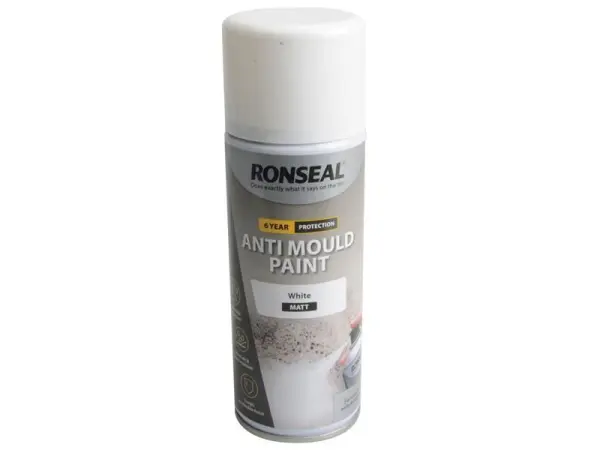 Ronseal 6-Year Anti Mould Aerosol Paint, White Matt, 400ml