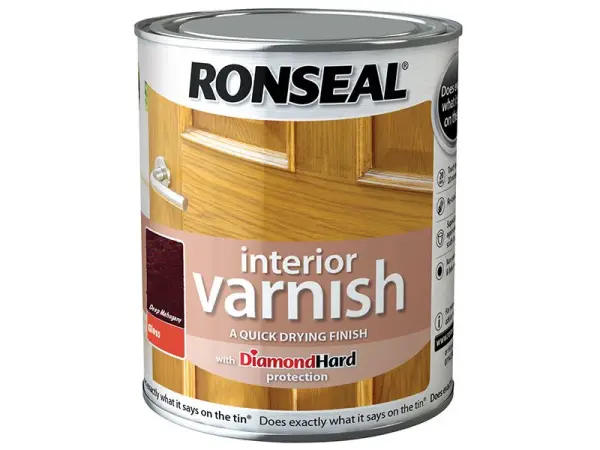 Ronseal Quick Dry Interior Varnish - Gloss Deep Mahogany 250ml