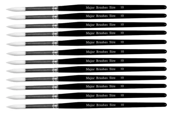 Pinceaux ronds synthétiques MAJOR BRUSHES imitation martre, taille 10, lot de 8