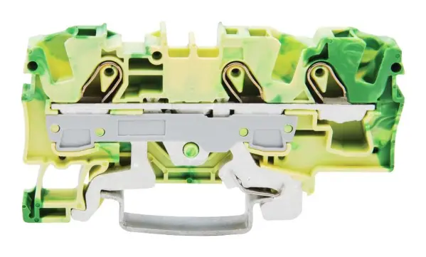 WAGO 3 Conductor Earth Through Terminal Block, Push-In Cage Clamp - Green 35mm 20AWG 8AWG