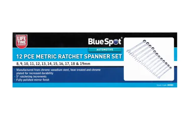 Blue Spot Tools - Set Spanar Rehat Metrik 12 Keping (8-19mm)