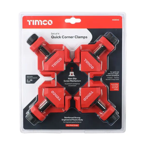 Timco - Tacóir Cúinne Meandrach Sóiseartha, Tacóirí Tapa, 4pcs, Fórsa Meandrait