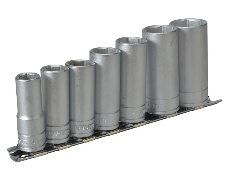 Teng M3807 7-Piece 3/8in Drive Metric Socket Set on Clip Rail