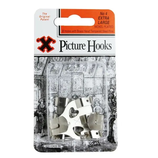 X Picture Hooks No 4 Nickel Plated 2pk
