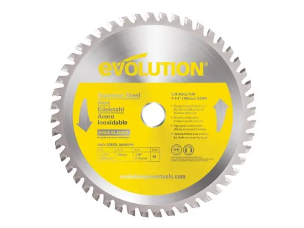 Evolution RVS-zaagblad voor cirkelzaag 185mm x 20mm 48T