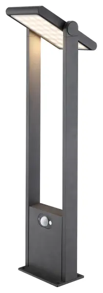 4Lite Die Cast LED Solar Bollard Light with PIR, 4000K, 165lm, IP54, Graphite