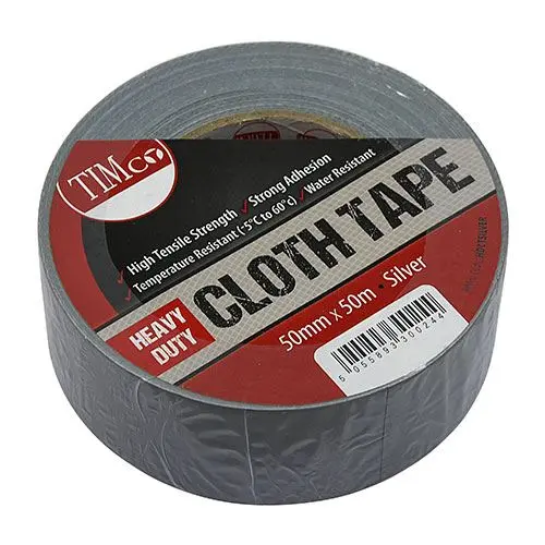 Timco Heavy Duty Stoffen Tape, Zilver, 50m x 50mm