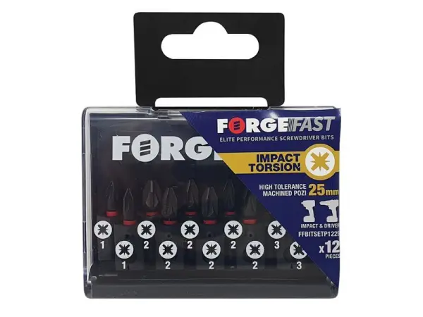 ForgeFix - Set Bit Impact ForgeFast 12 Keping, Kompatible Pozidriv
