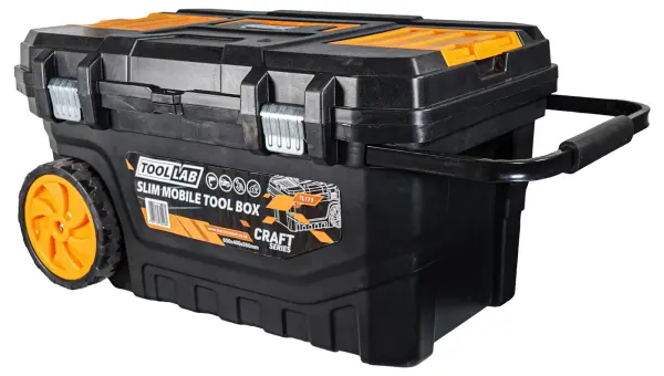 Tool Lab Mobile Slimline Tool Box with Wheels & Pull Handle