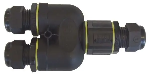 TEETUBE 3-Way In-Line Cable Joint, IP68, 32A, Black