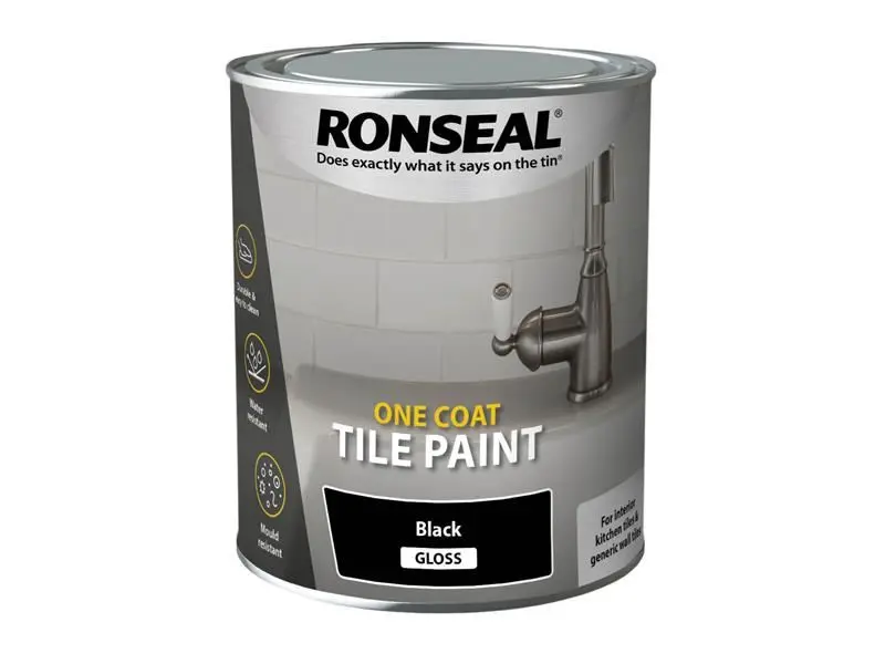 Ronseal Painture pour Carrelage Une Couche, Noir Brillant, 750ml