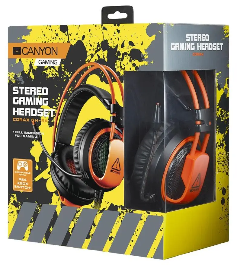 CANYON Corax Stereo Gaming Headset, Black/Orange