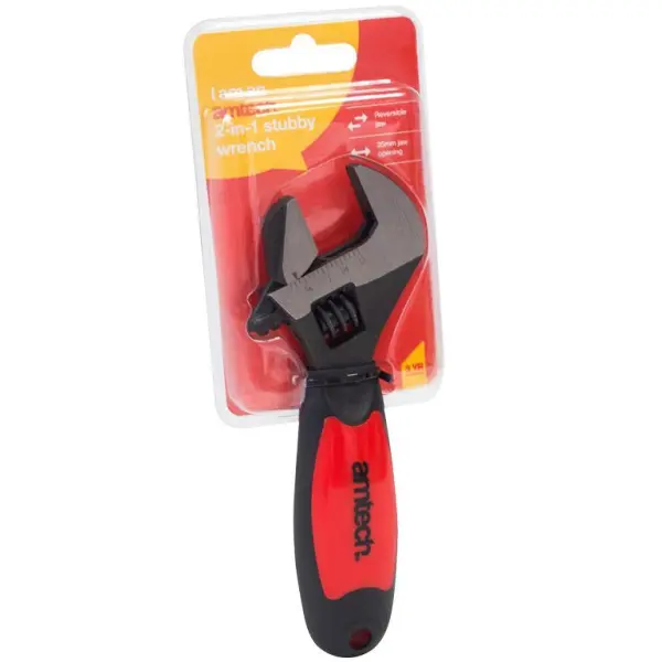Amtech 2-in-1 Stubby Pipe & Adjustable Wrench, 145 mm