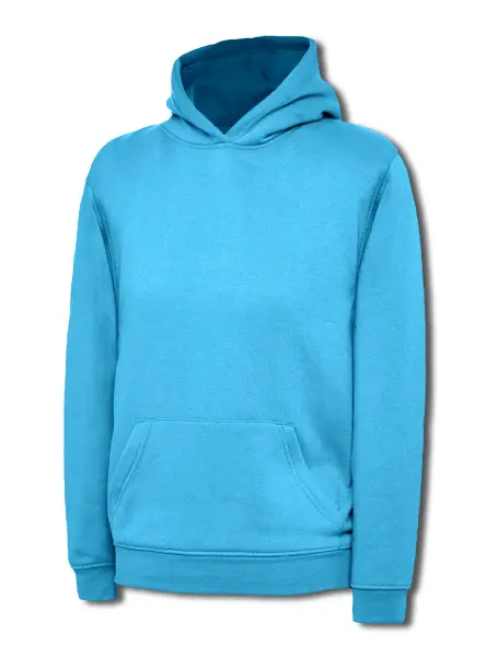 Uneek Kids' Hooded Sweatshirt, 50% Polyester 50% Cotton, Sapphire Blue, Age 2