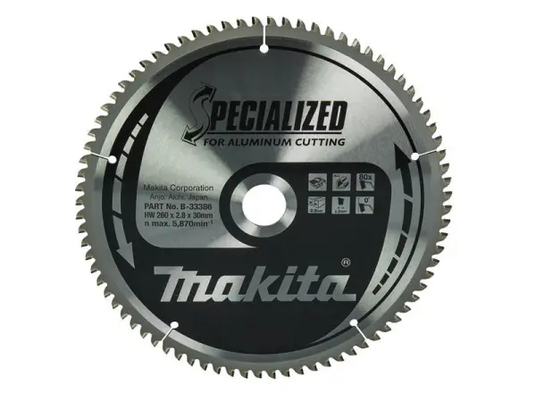 Makita - Sábhghéar Alúmanaim B-33386, 260 x 30mm, 80T