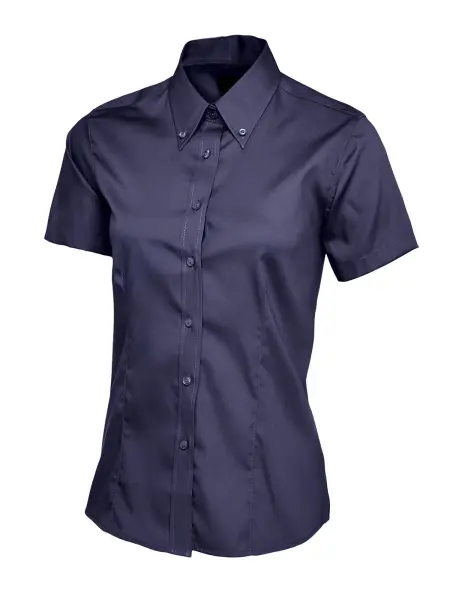 Uneek Ladies Pinpoint Oxford Shirt, Navy, 70% Cotton, Size XS