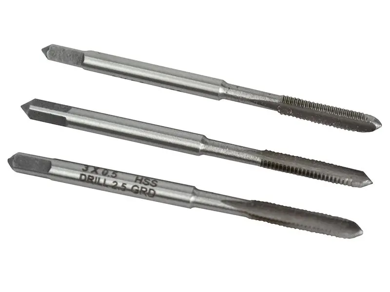 Faithfull HSS 직선 플루트 탭 세트 - M3 x 0.5, 3종 세트