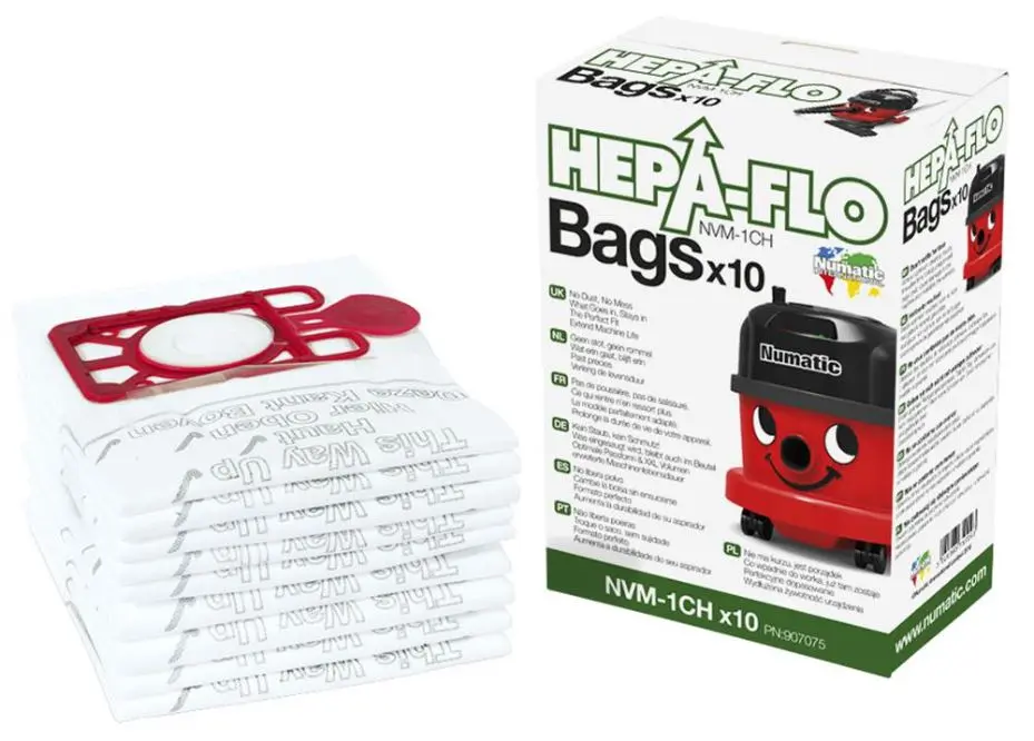NUMATIC - 9升HepaFlo吸塵袋，8包裝 (每包10個，共80個)