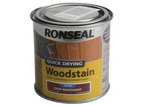 Ronseal Quick Drying Woodstain, Satin, Deep Mahogany, 250ml