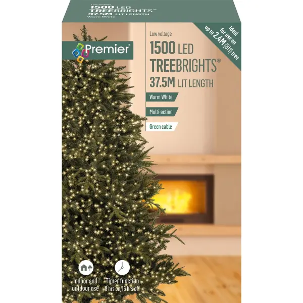 Premier Decorations - 1500 LED Cahaya Putih Hangat, Lampu Pokok TreeBrights Pel
