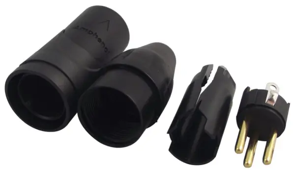 AMPHENOL XLR-Stecker, 3-polig, schwarz mit goldbeschichteten Kontakten