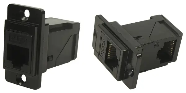 Cliff Dual RJ45 Cat6 Right Angle to Straight Socket, Black Metal Frame