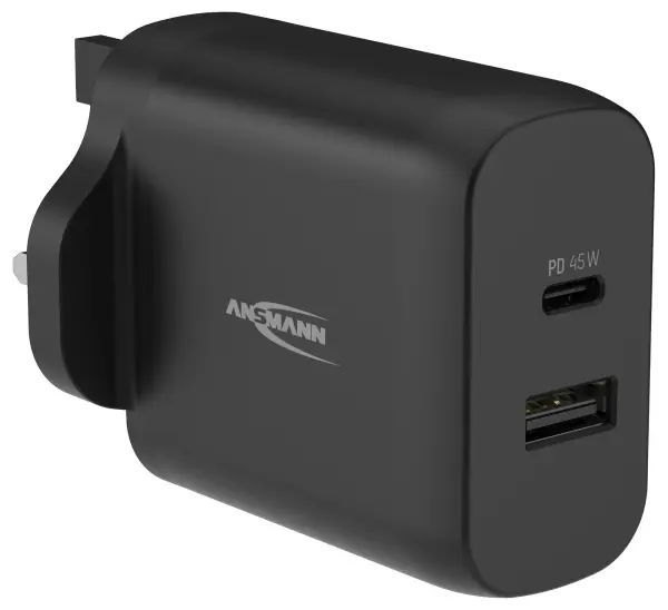 Ansmann UK Ltd USB GaN PD 45W Mains Charger, 2 Port