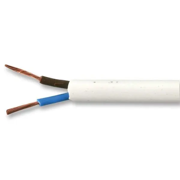 PRO ELEC 3182Y 2-Core Mains Cable - White 0.75mm 6A 50m