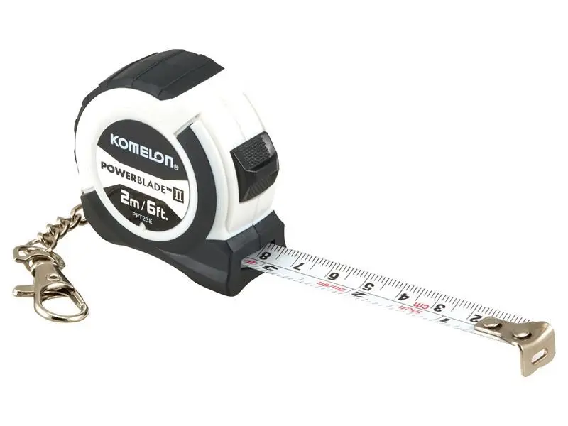 Komelon PowerBlade II Key Ring Tape Measure, 2m/6ft, 13mm Width