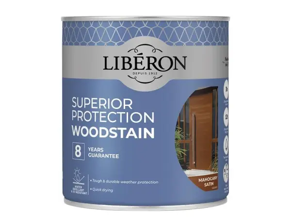 Liberon Superior Protection 8 Year Woodstain - Mahogany Satin, 750ml