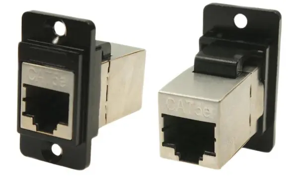 Connecteur RJ45 traversant blindé Cat5e double entrée CLIFF, Noir CSK, Métal