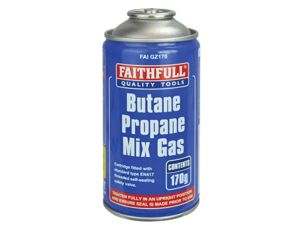 Faithfull Butane Propane Mix Gas Cartridge 170g with EN417 Valve