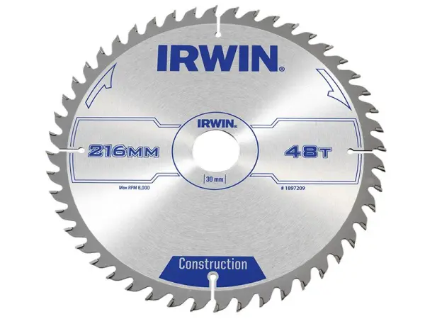 IRWIN General Purpose Table & Mitre Saw Blade, 216mm x 30mm, 48T ATB